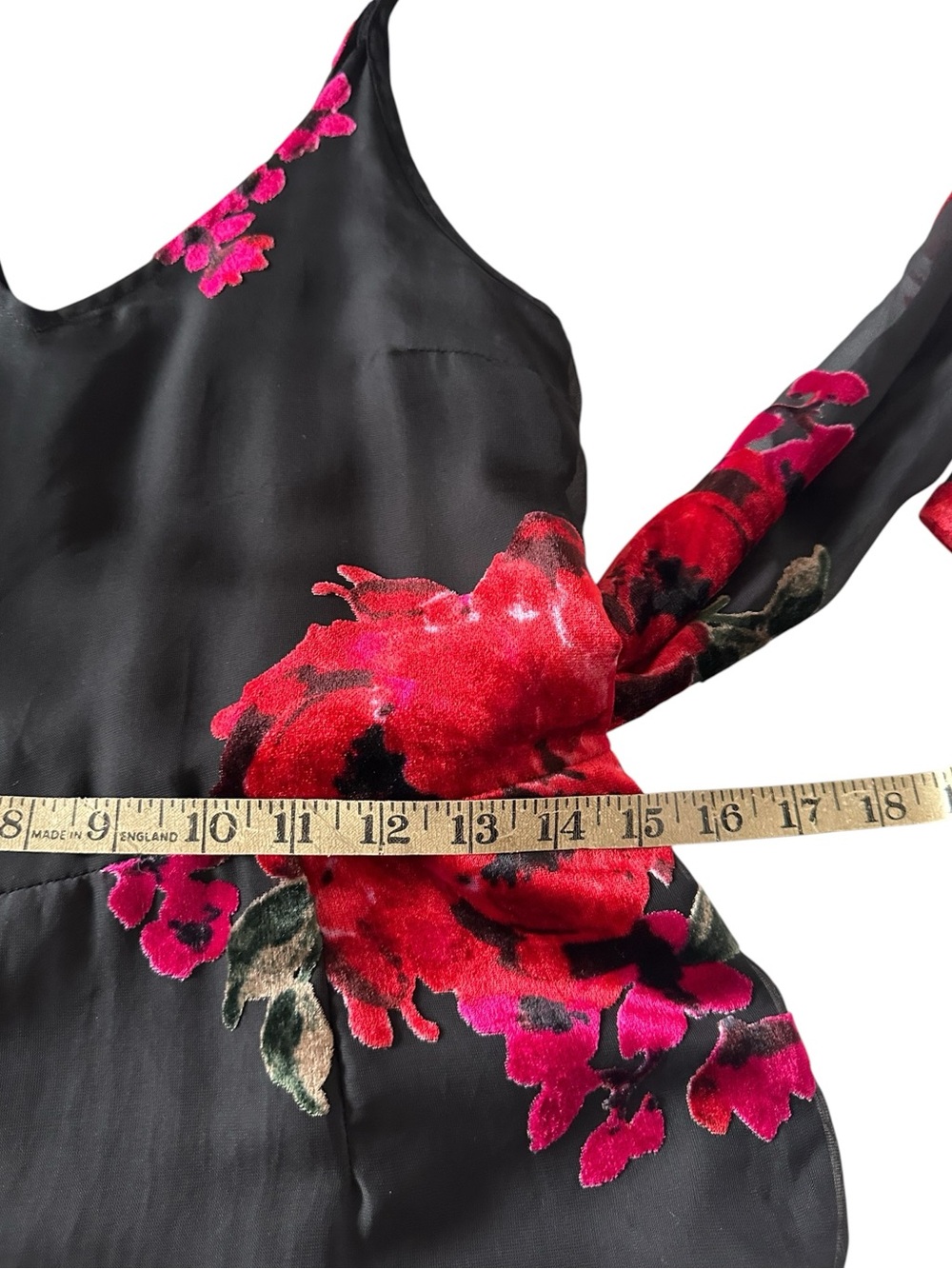 Anthropologie Etti TWA Black Burnout Velvet Floral Cropped Wide Leg Jumpsuit XS - Picture 13 of 16